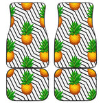 Black Geometric Pineapple Pattern Print Front and Back Car Floor Mats