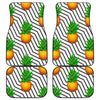 Black Geometric Pineapple Pattern Print Front and Back Car Floor Mats