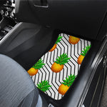 Black Geometric Pineapple Pattern Print Front and Back Car Floor Mats