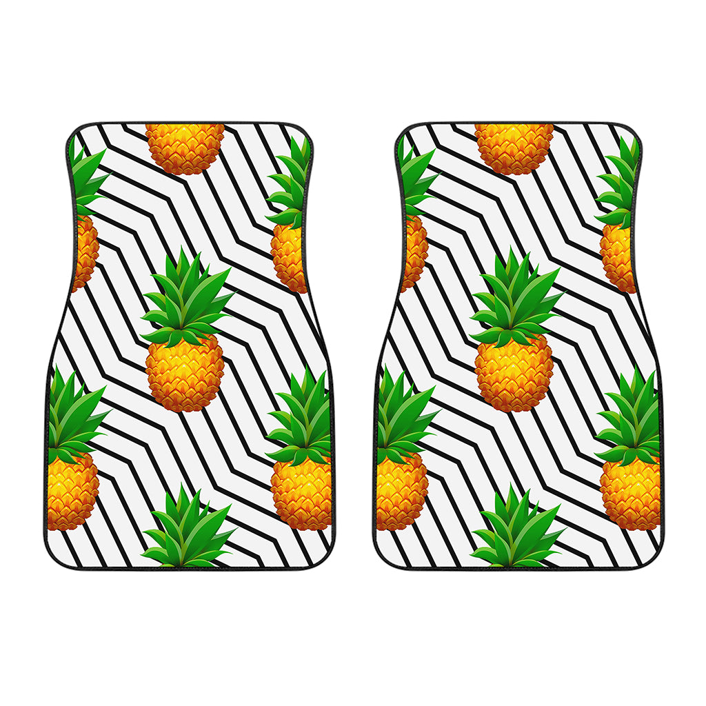 Black Geometric Pineapple Pattern Print Front Car Floor Mats