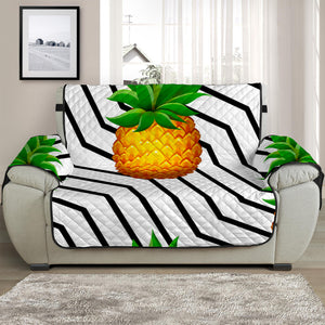 Black Geometric Pineapple Pattern Print Half Sofa Protector