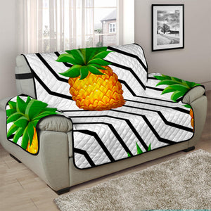 Black Geometric Pineapple Pattern Print Half Sofa Protector