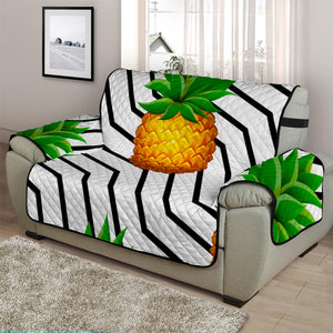 Black Geometric Pineapple Pattern Print Half Sofa Protector