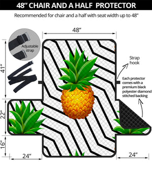 Black Geometric Pineapple Pattern Print Half Sofa Protector