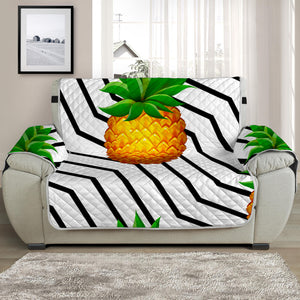 Black Geometric Pineapple Pattern Print Half Sofa Protector