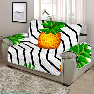 Black Geometric Pineapple Pattern Print Half Sofa Protector