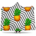 Black Geometric Pineapple Pattern Print Hooded Blanket