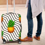 Black Geometric Pineapple Pattern Print Luggage Cover GearFrost