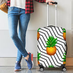 Black Geometric Pineapple Pattern Print Luggage Cover GearFrost