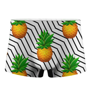 Black Geometric Pineapple Pattern Print Men's Boxer Briefs