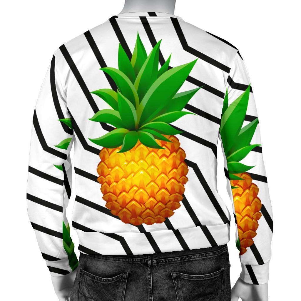 Black Geometric Pineapple Pattern Print Men's Crewneck Sweatshirt GearFrost