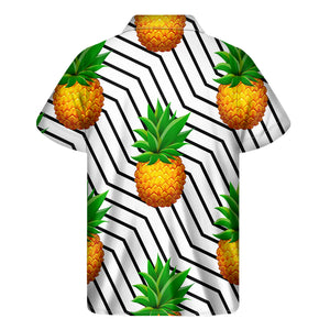 Black Geometric Pineapple Pattern Print Men's Short Sleeve Shirt