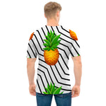Black Geometric Pineapple Pattern Print Men's T-Shirt