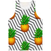 Black Geometric Pineapple Pattern Print Men's Tank Top