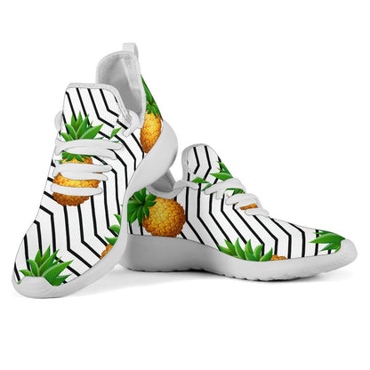 Black Geometric Pineapple Pattern Print Mesh Knit Shoes GearFrost