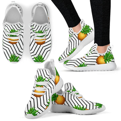 Black Geometric Pineapple Pattern Print Mesh Knit Shoes GearFrost