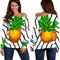 Black Geometric Pineapple Pattern Print Off The Shoulder Sweatshirt