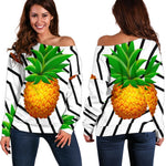 Black Geometric Pineapple Pattern Print Off Shoulder Sweatshirt GearFrost