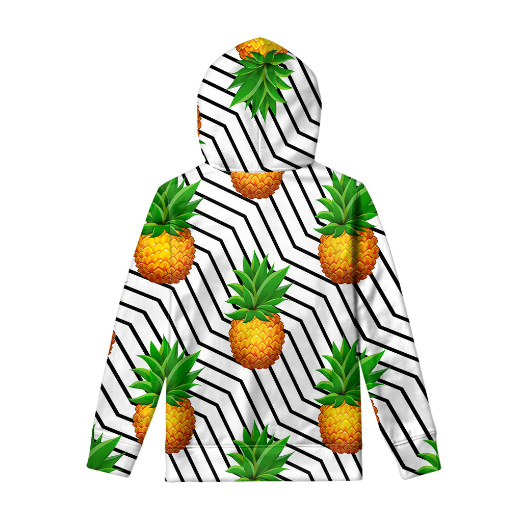 Black Geometric Pineapple Pattern Print Pullover Hoodie