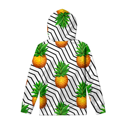 Black Geometric Pineapple Pattern Print Pullover Hoodie