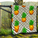 Black Geometric Pineapple Pattern Print Quilt