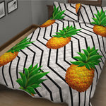 Black Geometric Pineapple Pattern Print Quilt Bed Set