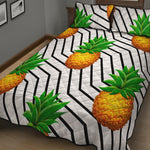 Black Geometric Pineapple Pattern Print Quilt Bed Set