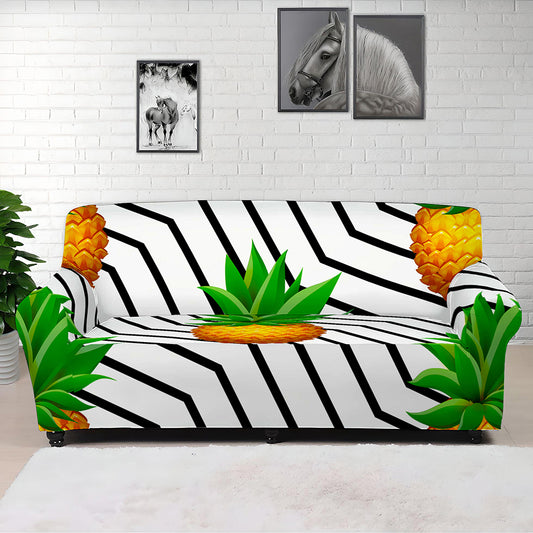 Black Geometric Pineapple Pattern Print Sofa Cover