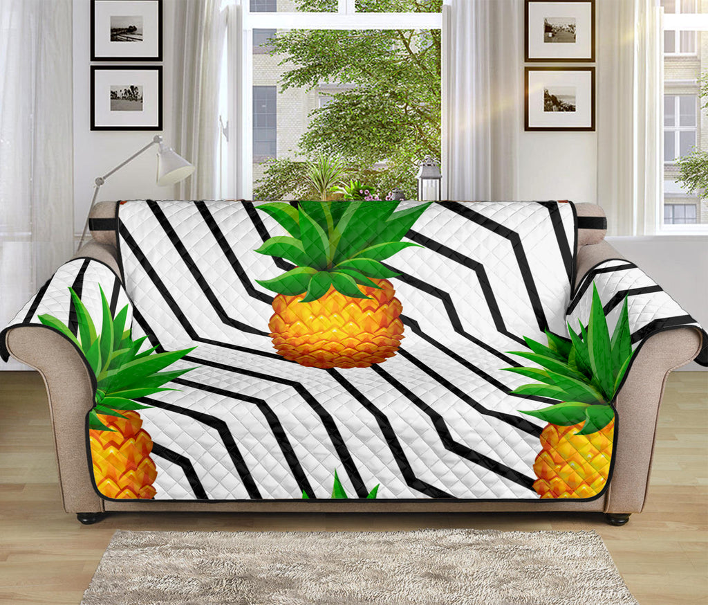 Black Geometric Pineapple Pattern Print Sofa Protector