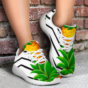 Black Geometric Pineapple Pattern Print Sport Shoes GearFrost