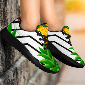 Black Geometric Pineapple Pattern Print Sport Shoes GearFrost