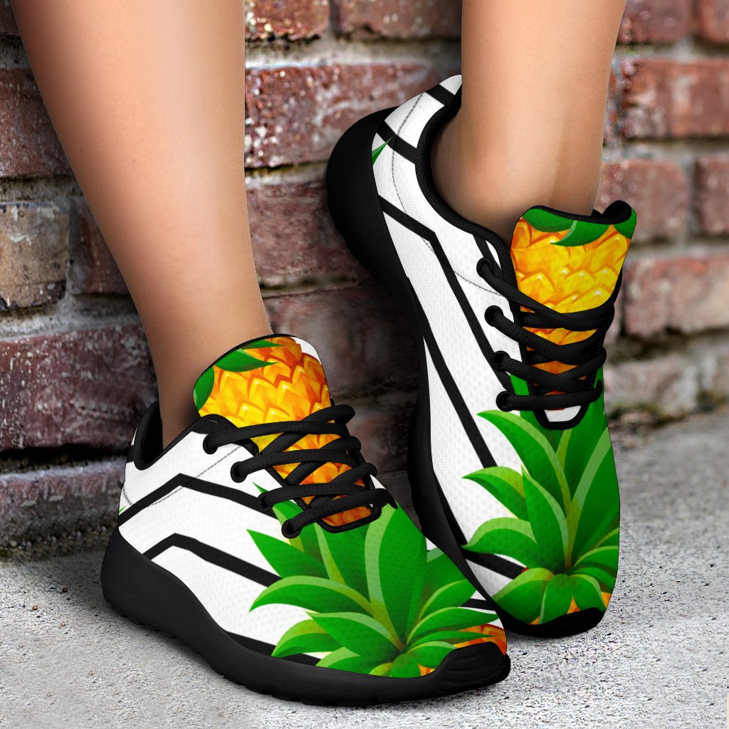 Black Geometric Pineapple Pattern Print Sport Shoes GearFrost