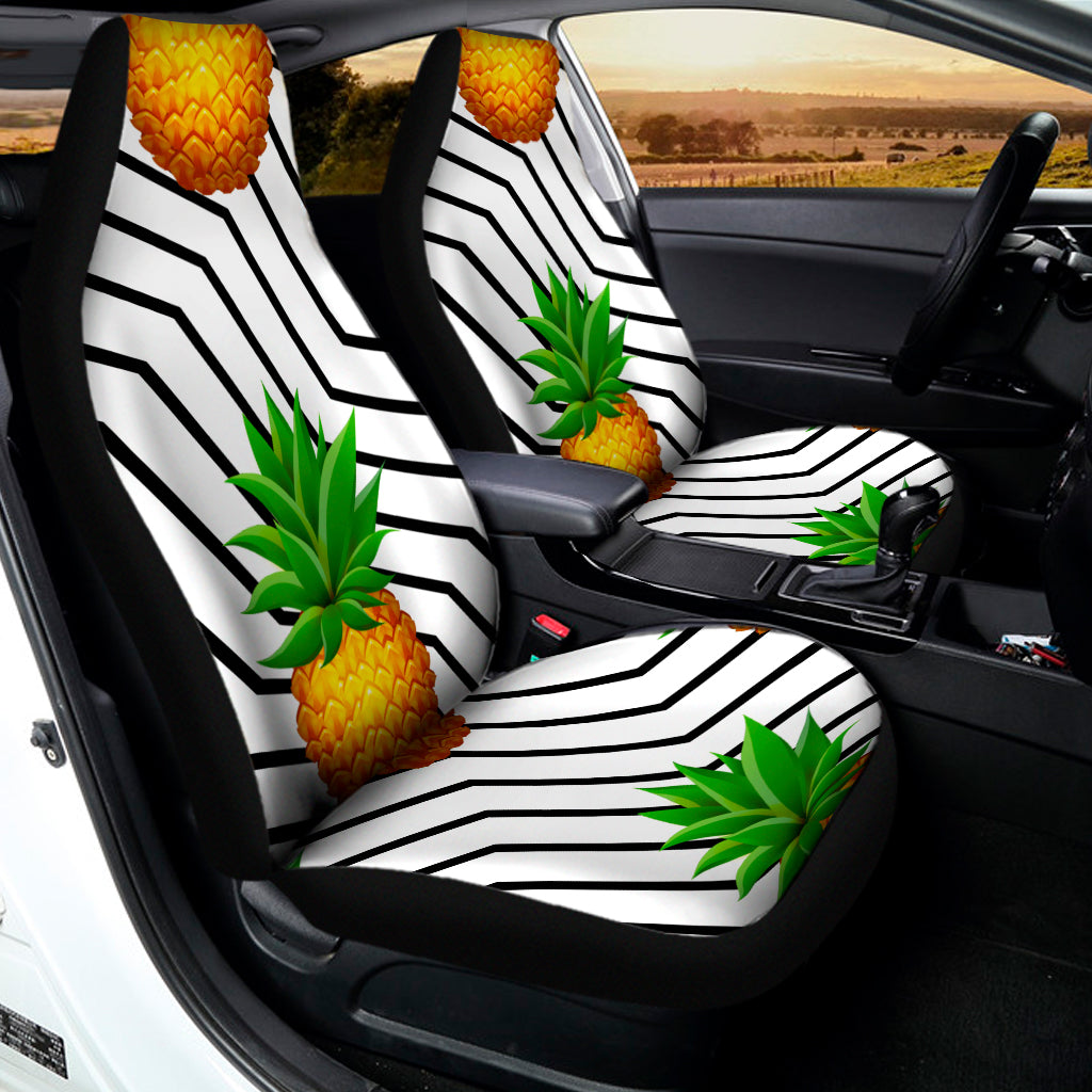 Black Geometric Pineapple Pattern Print Universal Fit Car Seat Covers