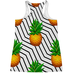 Black Geometric Pineapple Pattern Print Women's Racerback Tank Top