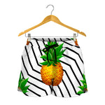 Black Geometric Pineapple Pattern Print Women's Shorts