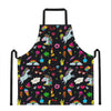 Black Girly Unicorn Pattern Print Apron