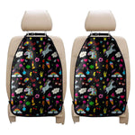 Black Girly Unicorn Pattern Print Car Seat Organizers