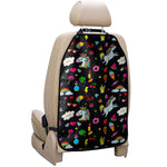 Black Girly Unicorn Pattern Print Car Seat Organizers