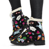 Black Girly Unicorn Pattern Print Comfy Boots GearFrost