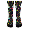 Black Girly Unicorn Pattern Print Crew Socks