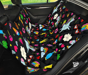 Black Girly Unicorn Pattern Print Pet Car Back Seat Cover