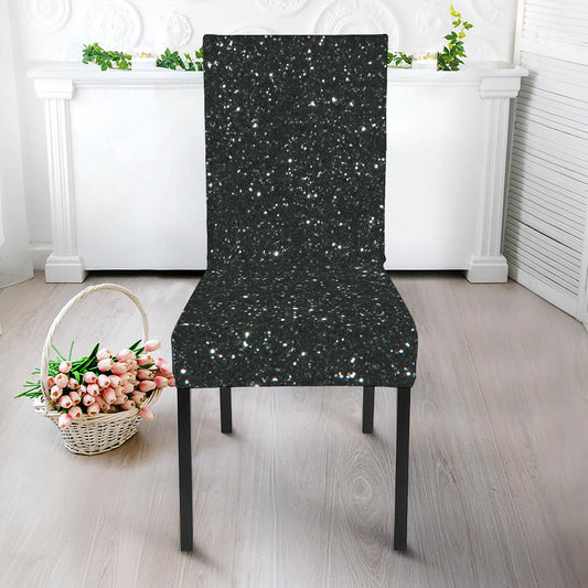 Black Glitter Artwork Print Dining Chair Slipcover
