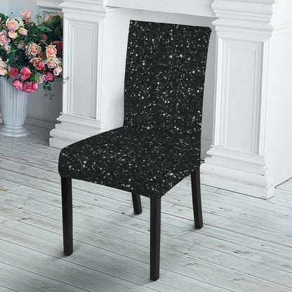 Black Glitter Artwork Print Dining Chair Slipcover