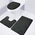 Black (NOT Real) Glitter Print 3 Piece Bath Mat Set