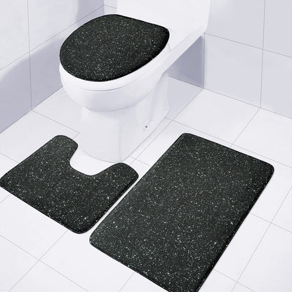 Black Glitter Artwork Print (NOT Real Glitter) 3 Piece Bath Mat Set