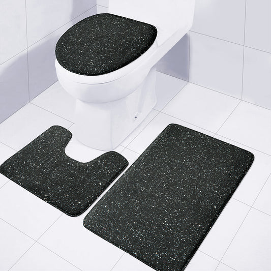 Black Glitter Artwork Print (NOT Real Glitter) 3 Piece Bath Mat Set