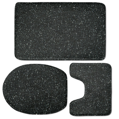 Black Glitter Artwork Print (NOT Real Glitter) 3 Piece Bath Mat Set