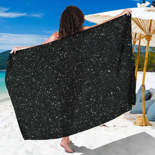 Black Glitter Artwork Print (NOT Real Glitter) Beach Sarong Wrap