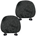 Black (NOT Real) Glitter Print Car Headrest Covers