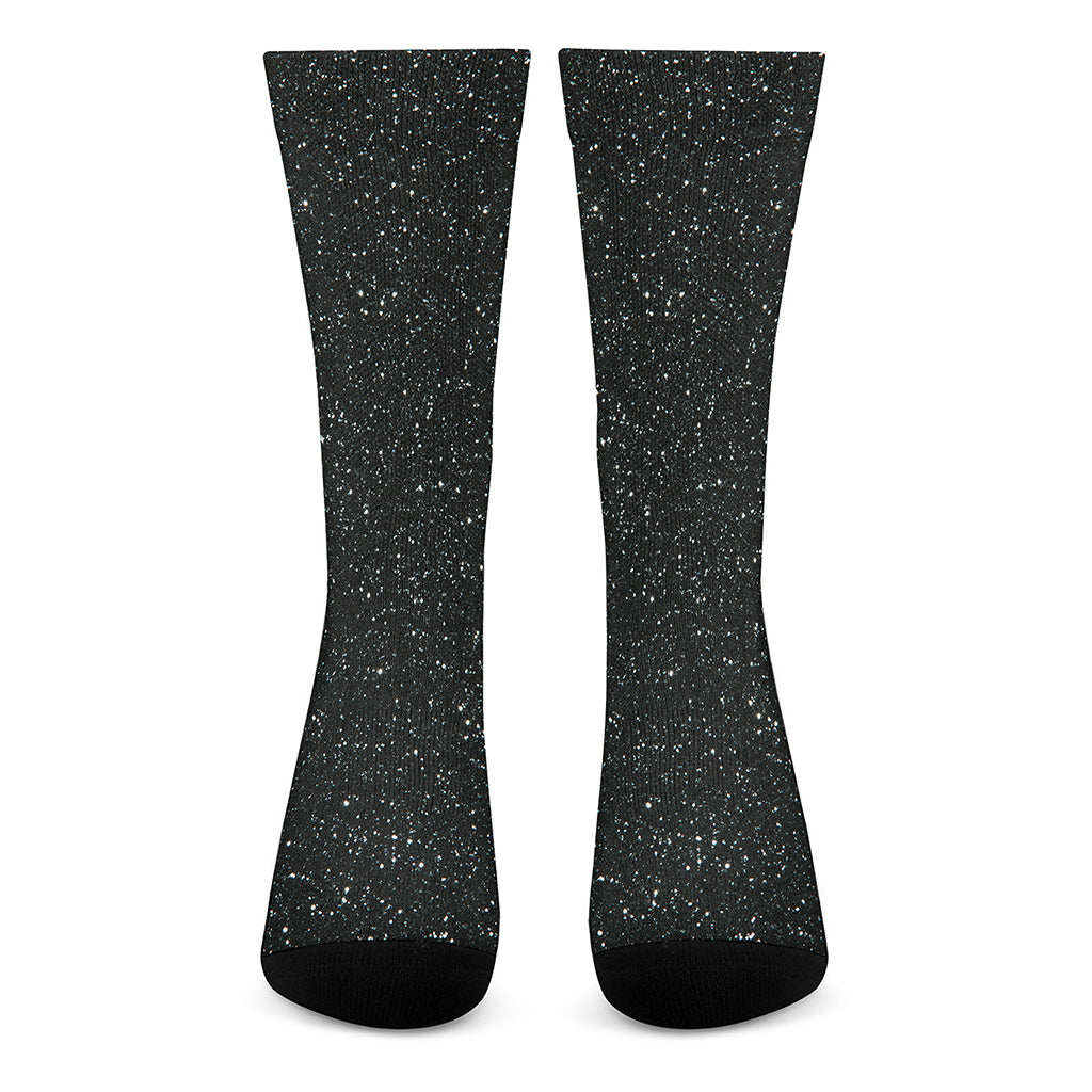 Black Glitter Artwork Print (NOT Real Glitter) Crew Socks